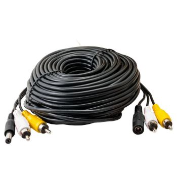 10 Metre 3 Way Cable for CCTV with Power Audio Video RCA Connectors - L3 x W10 x H14 cm - Black
