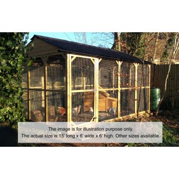 All Cooped Up Poultry/Pet run - 15 foot x 6ft x 6 foot Onduline apex roof -  1/2" x 1/2" 19 gauge gauge, galvanised wire mesh