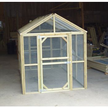 All Cooped Up Poultry/Pet run - 9 ft x 6ft x 6 ft apex roof - galv. Wire Mesh Apex Roof - 3/4 x 3/4 16 gauge, galv. wire mesh