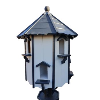Clare 8 Pair Dovecote with Slate or Wood Roof, Traditional English Pole Mounted Birdhouse for Doves or Pigeons - L75 x W75 x H116 cm
