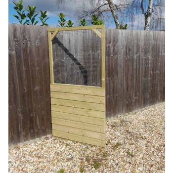Framed Aviary Door panel - Half Timber clad and Half Wire with 6' x 3' - with galvanised wire mesh 1/2" X 1/2" - 19 gauge