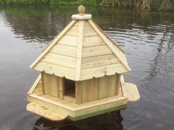 Buttercup Hexagonal Floating Duck House - Medium, Waterfowl Nesting Box for Pond or Lake - Pressure Treated Timber